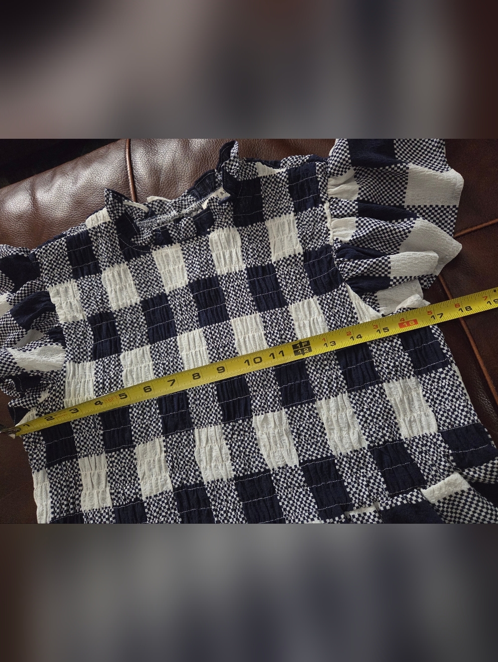 Moon River Navy and White Checkered Smocked Dress Size Small - Picture 12 of 13